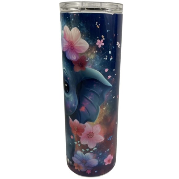 Skinny Tumbler 20oz Neon Elephant and Flowers Stainless-Steel Insulated - Picture 4 of 9